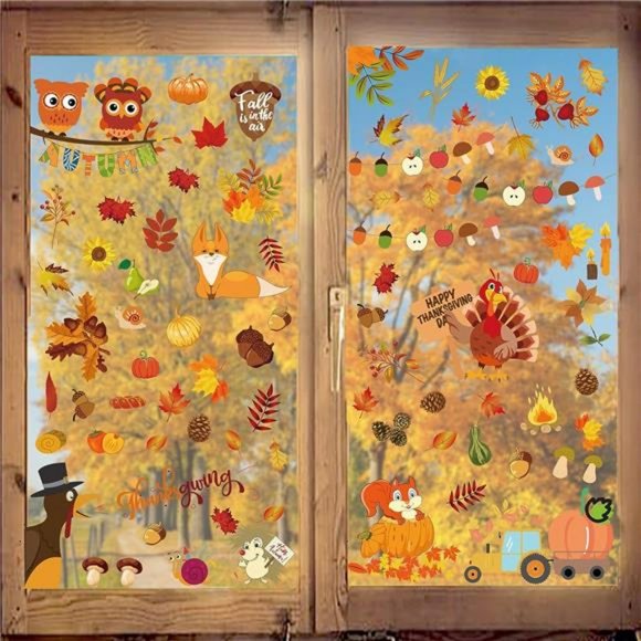 Fall Window Clings Thanksgiving Clings Decor for Windows Autumn Clings - Picture 2 of 4